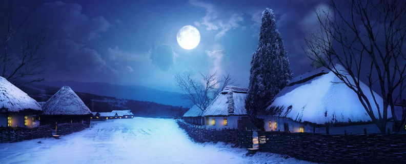 Зимняя ночь в деревне