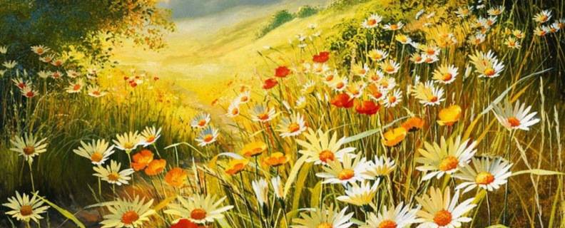 Поле зыблется цветами…