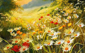 Поле зыблется цветами…